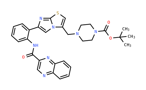 2062035 - tert-butyl 4-[[6-[2-(quinoxaline-2-carbonylamino)phenyl]imidazo[2,1-b][1,3]thiazol-3-yl]methyl]piperazine-1-carboxylate | CAS 925436-46-0